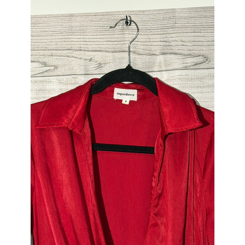Superdown Mini Dress Sz M Satin Wrap Side Tie Cocktail Party Romantic - Picture 4 of 5
